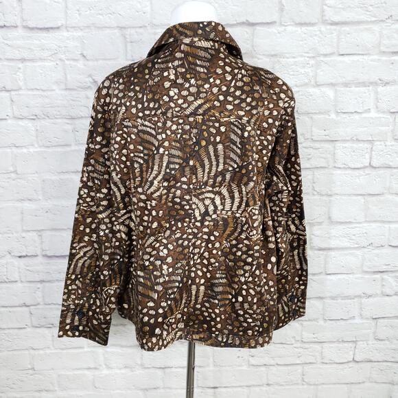 Chico's Sz 3 Brown Animal Print Stretch Cotton Jacket Chico's Sz XL 16 - Picture 7 of 14